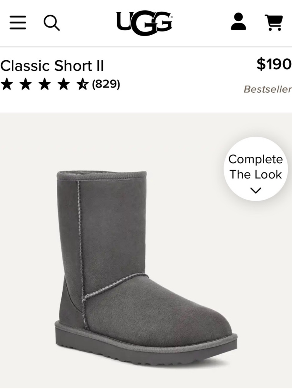 Brand New UGG Classic Short II Grey Women’s Size 9